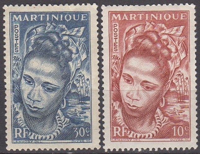 Martinique - Vrouw met Caribische madrashoofddoek (1947), Enlèvement ou Envoi, Non oblitéré