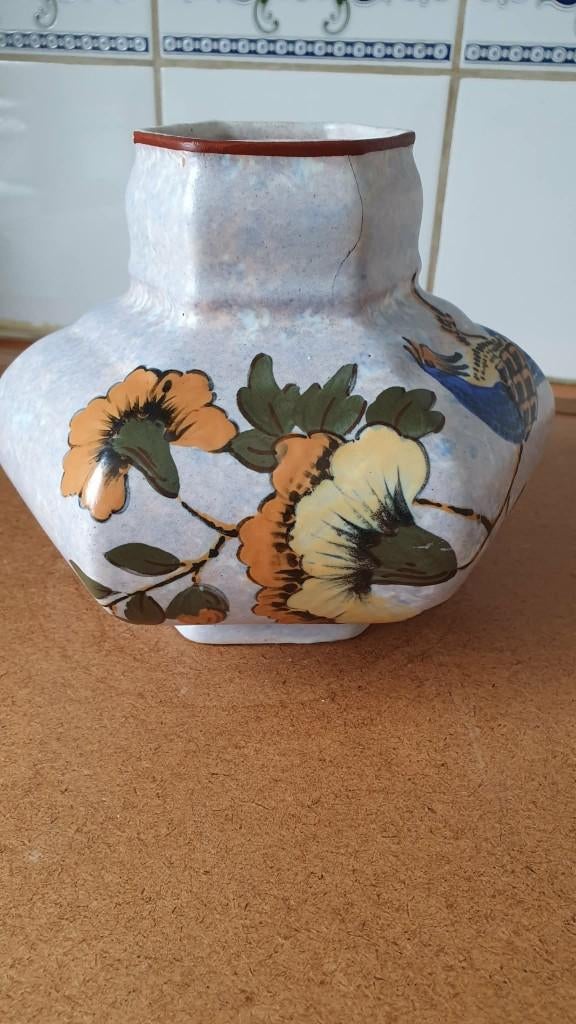 ART DECO-VAAS VAN A.DUBOIS, GESIGNEERD, Ophalen, Zo goed als nieuw, Aardewerk of Porselein, Minder dan 50 cm
