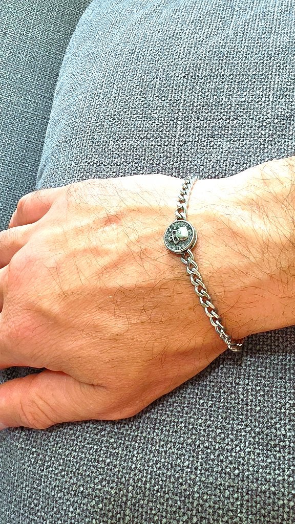 Bracelet Homme en Acier Inoxydable Maille Gourmette., Ophalen of Verzenden, Nieuw, Zilver, Staal