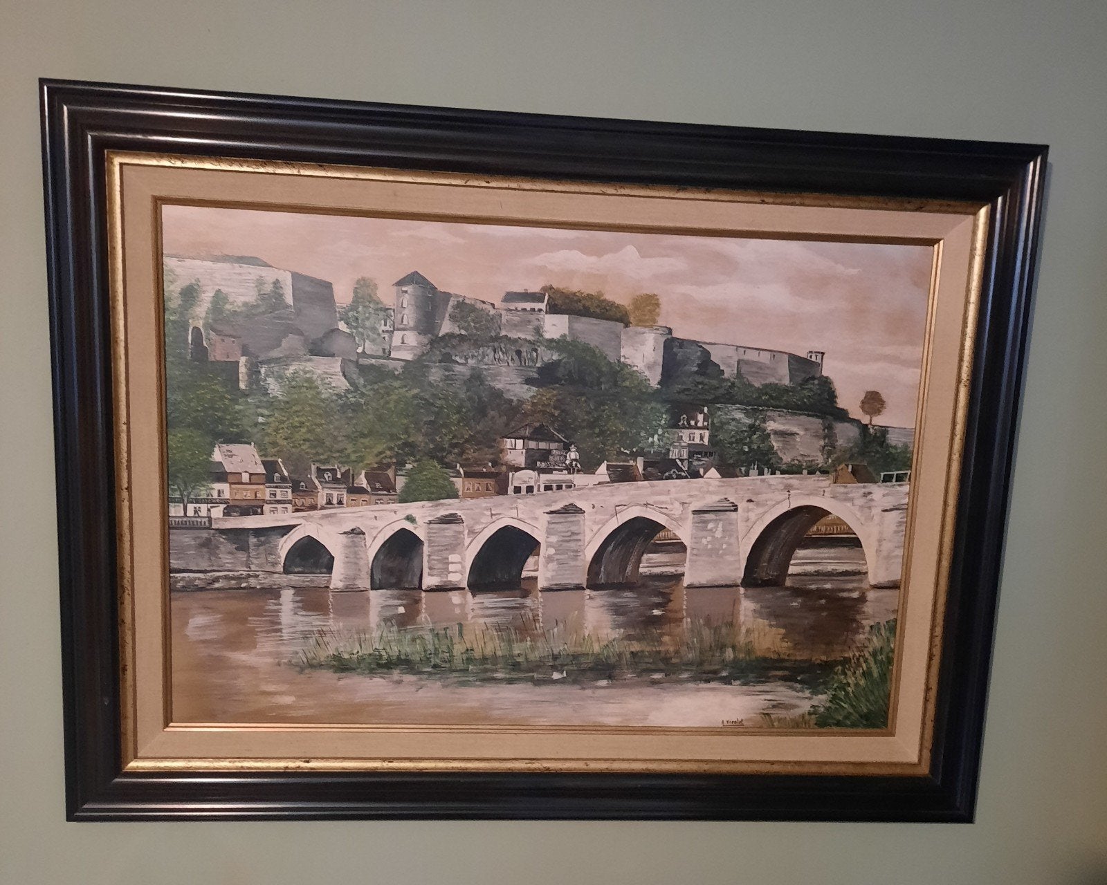 tableau Namur, Antiquités & Art, Peinture à l'huile, Enlèvement, Paysage urbain / rural, Toile