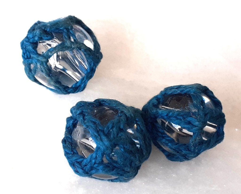 lot kralen 3 blauw geweven kooi, Ophalen of Verzenden, Nieuw, Kraal