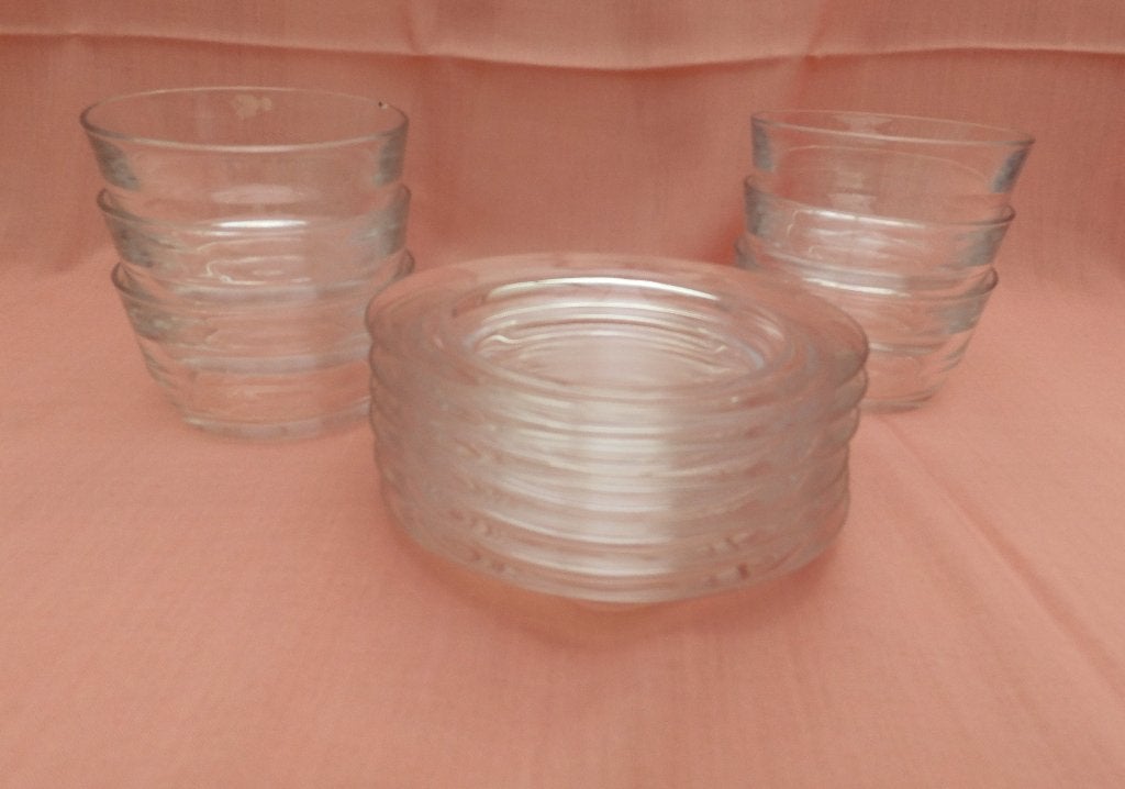 6 glazen kommetjes met bordje, Huis en Inrichting, Keuken | Servies, Ophalen, Glas