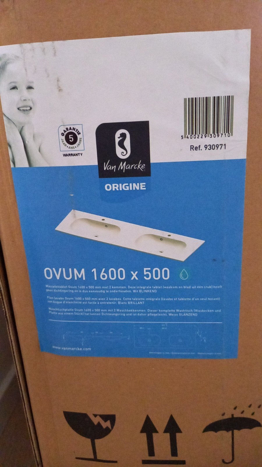 Van Marcke Ovum tablet met 2 wastafels - NIEUW, Maison & Meubles, Enlèvement