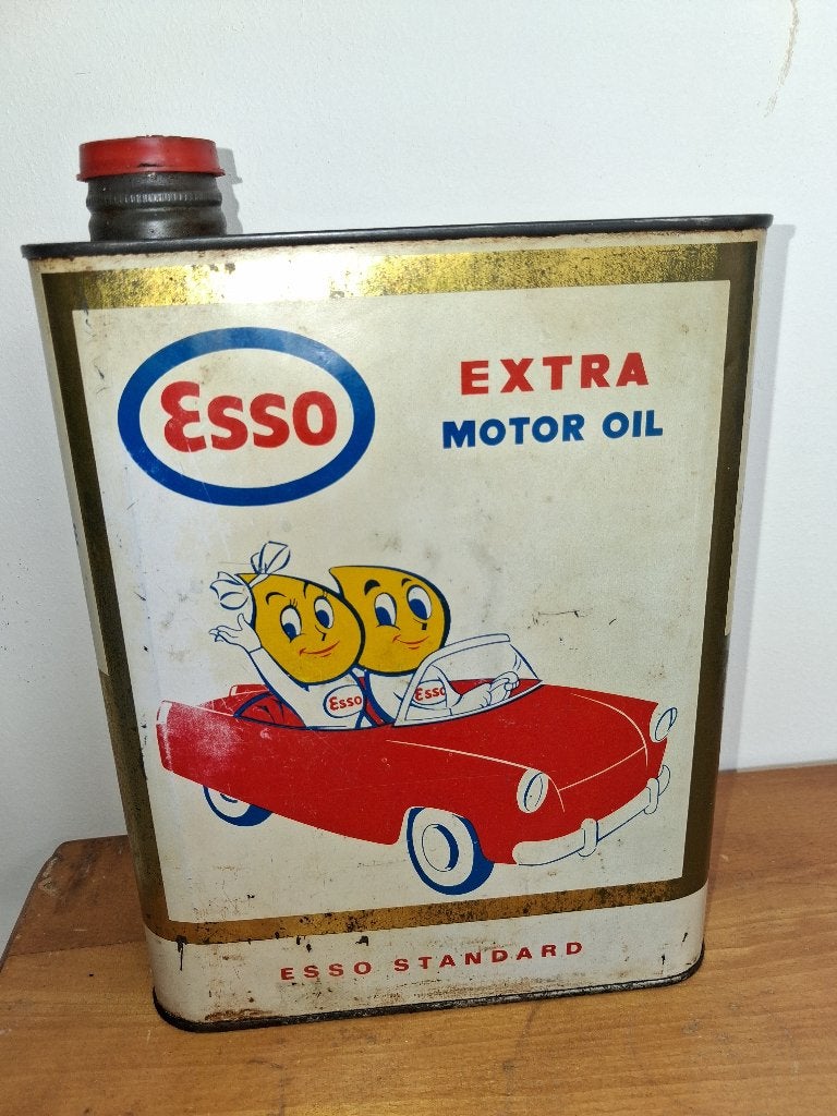 Vintage olieblik ESSO Extra Motor Oil, Verzamelen, Ophalen of Verzenden, Gebruikt