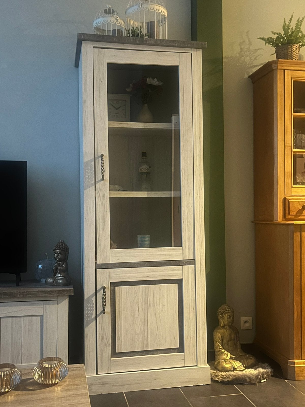 Vitrine kast, Huis en Inrichting, Ophalen, Gebruikt, Overige houtsoorten, 50 tot 100 cm