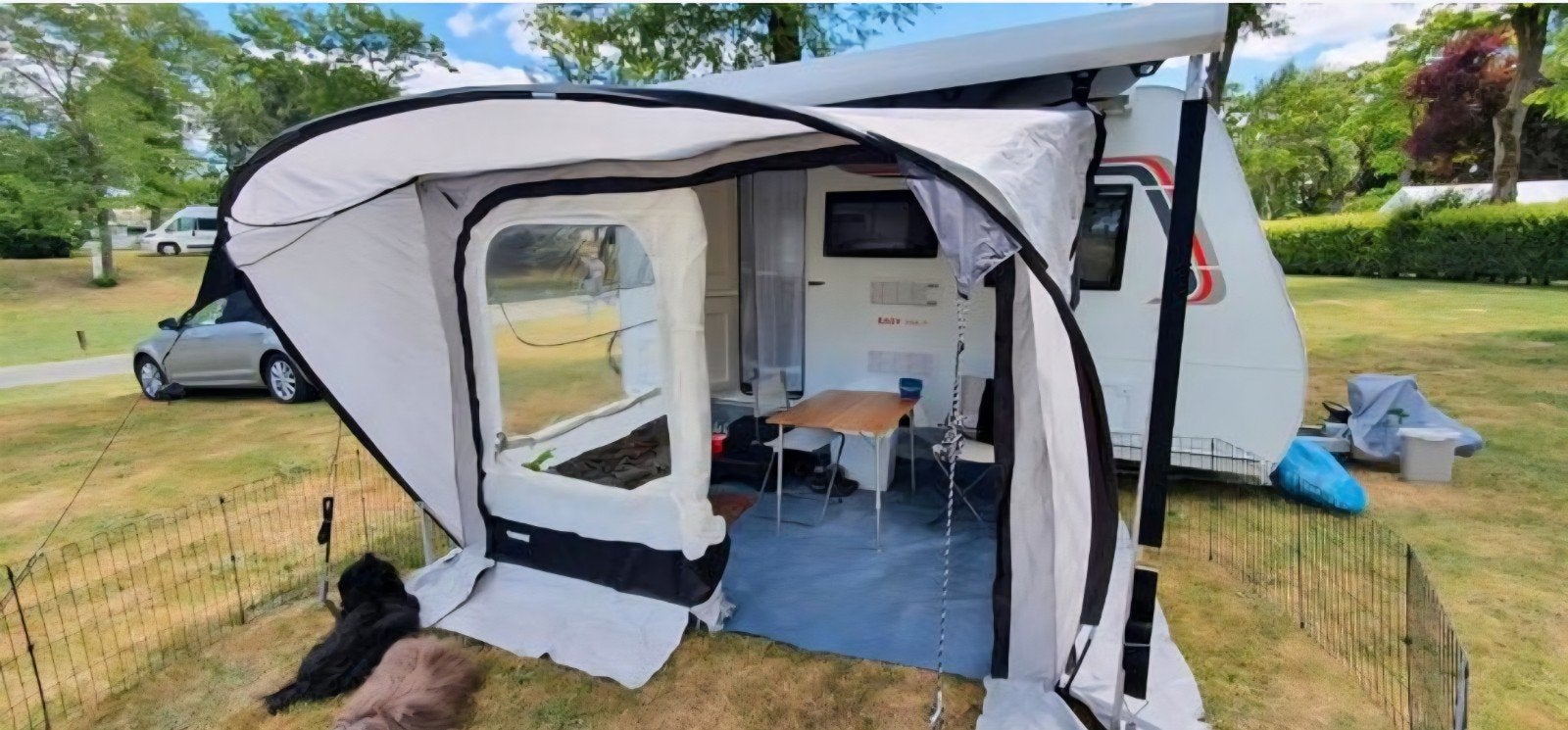 Thule QuickFit
tente auvent 2,60 m moyen noir/gris/blanc., Caravanes & Camping, Auvents, Thule, Enlèvement