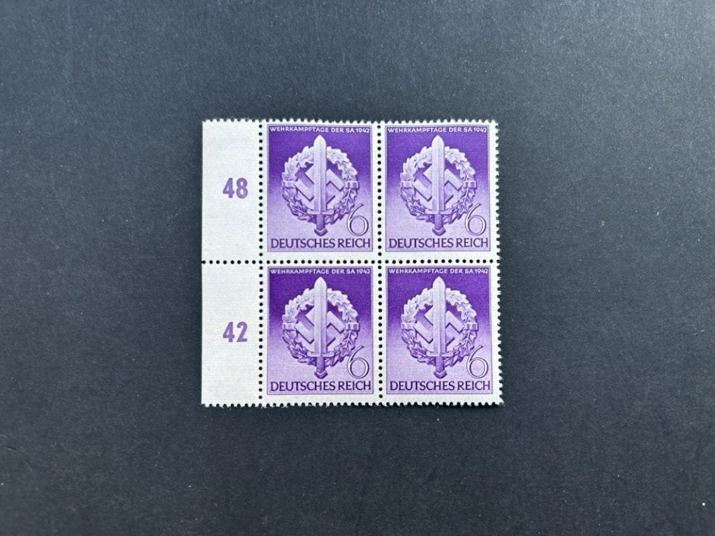 Duitse postzegels 1942 - Wehrkampftage der SA (4-block), Verzenden, Duitse Keizerrijk, Postfris
