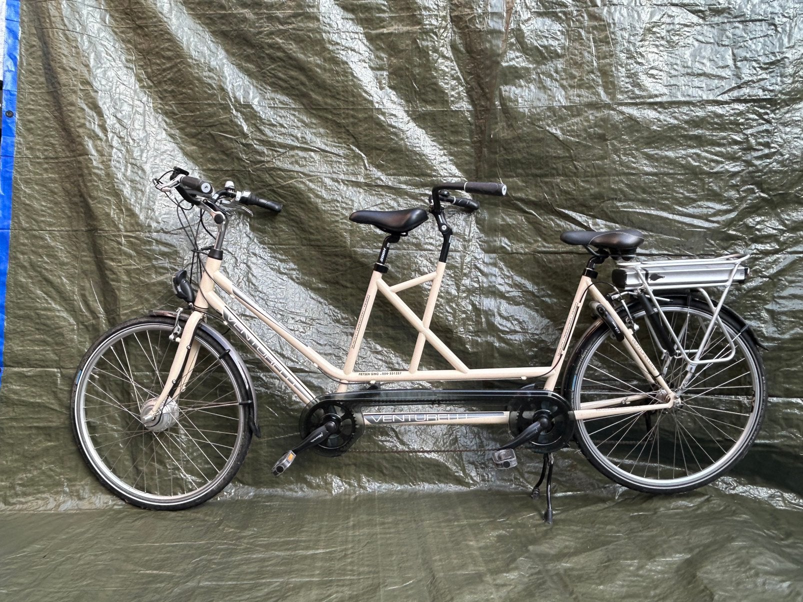 Venturelli E-Tandem 7 vitesses — tandem électrique, Enlèvement, Comme neuf, Moins de 10 vitesses, Frein sur jante