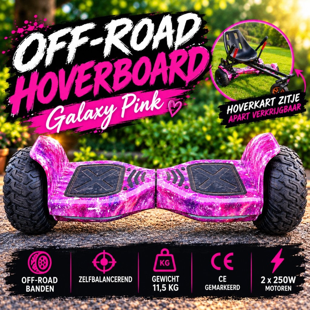 Off-Road Hoverboard Galaxy Pink + Kart, Fietsen en Brommers, Ophalen, Zo goed als nieuw, Elektrische step (E-scooter)