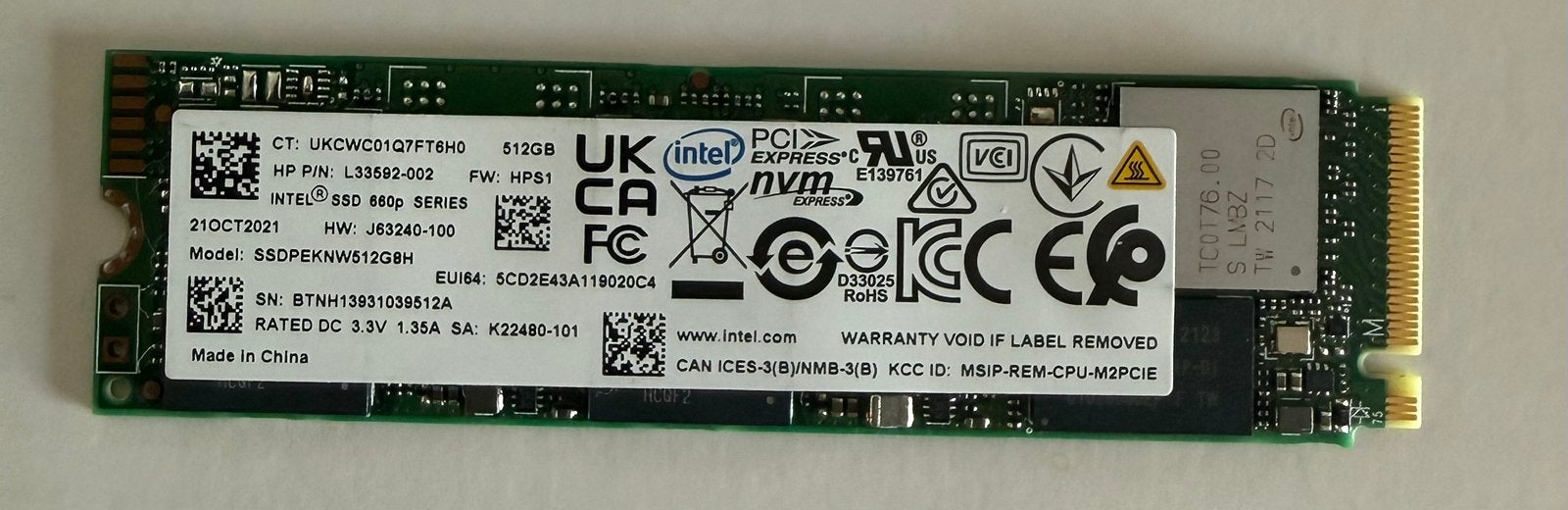 Ssd NVMe 512 gb, Ophalen of Verzenden, Zo goed als nieuw, SSD