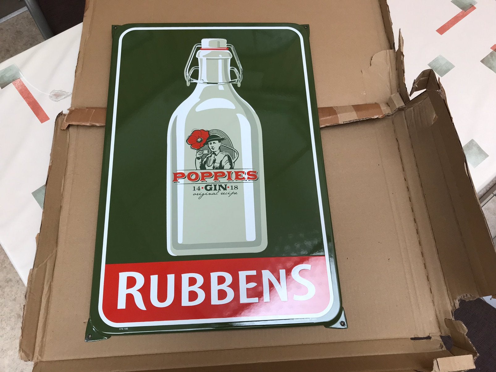 Rubbens gin emaillerie Belge, Verzamelen, Ophalen of Verzenden, Nieuw, Reclamebord