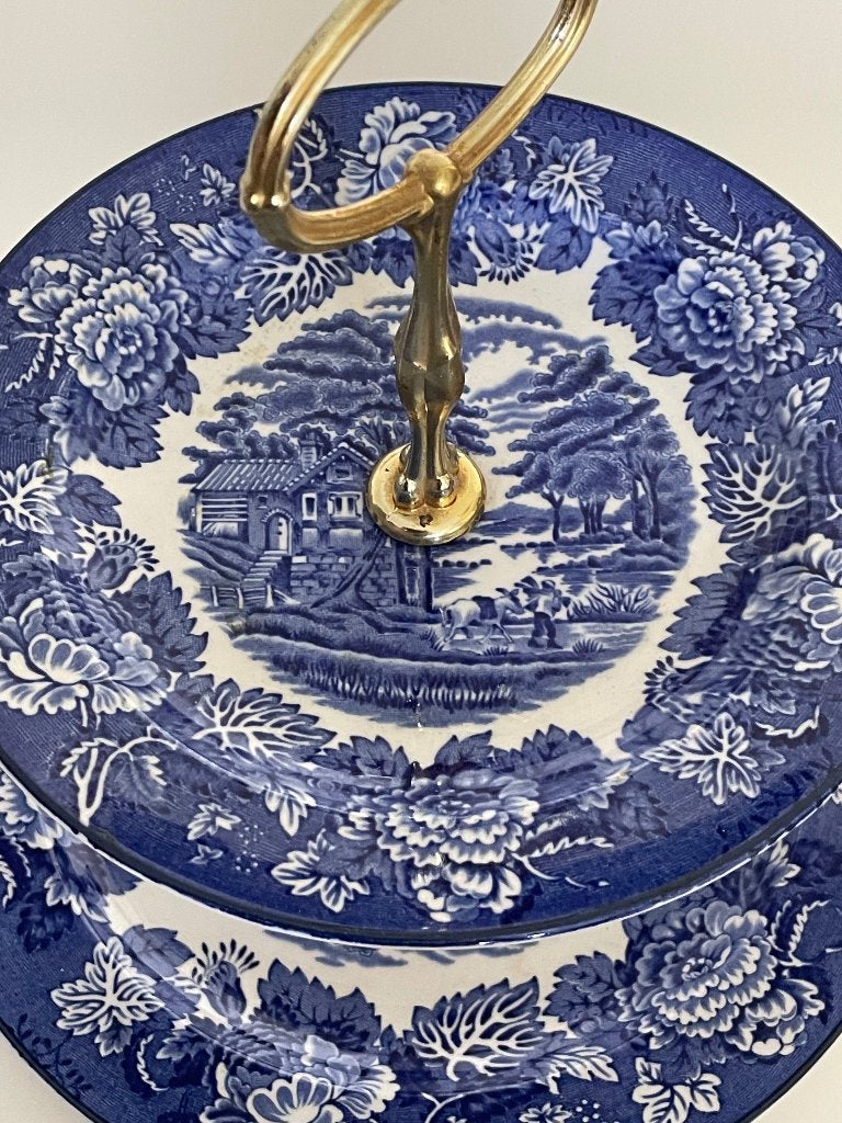 Etagere, peinture bleue de Delft, 2 étages, Antiquités & Art, Antiquités | Céramique & Poterie, Enlèvement