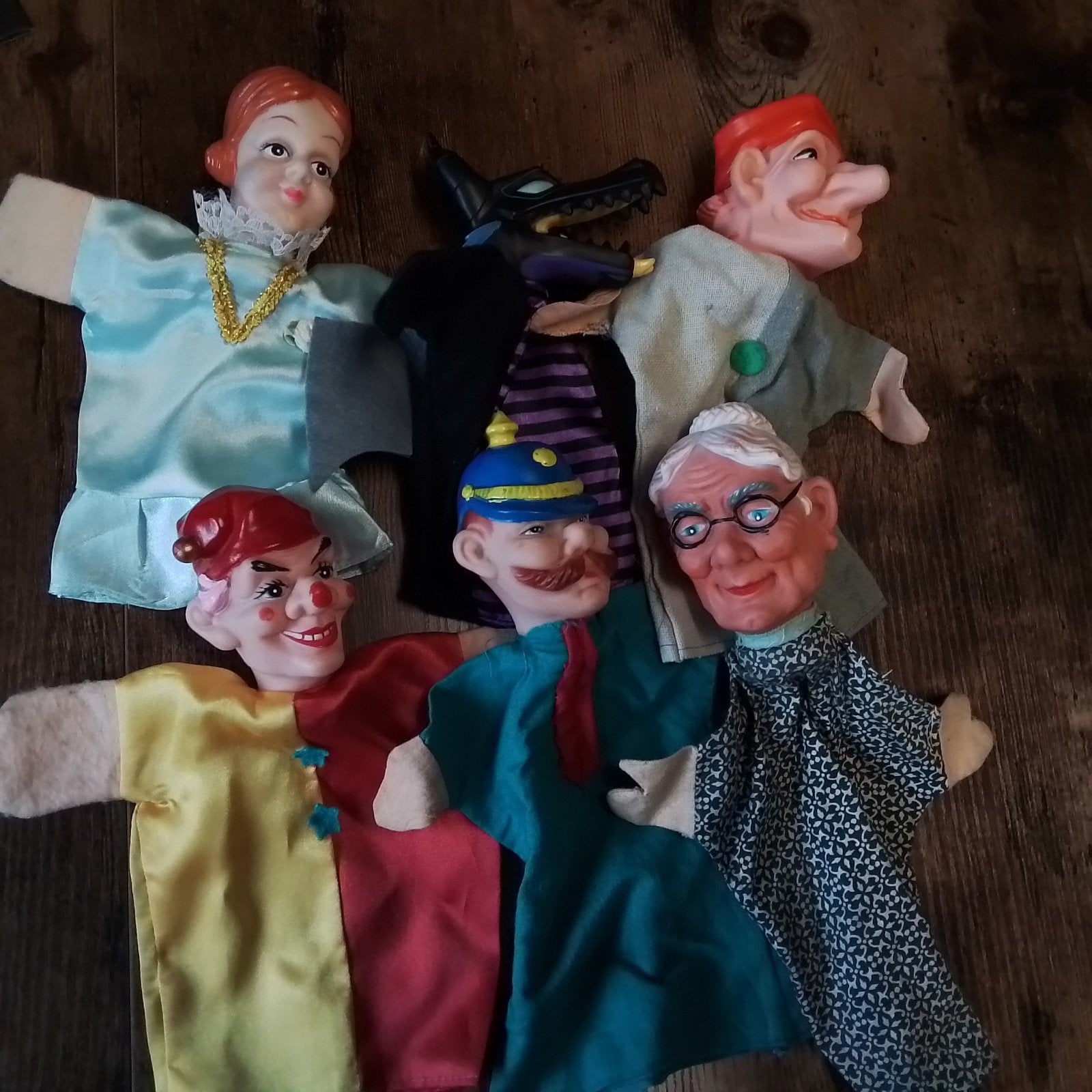 vintage handpoppen set roodkapje, Enlèvement ou Envoi