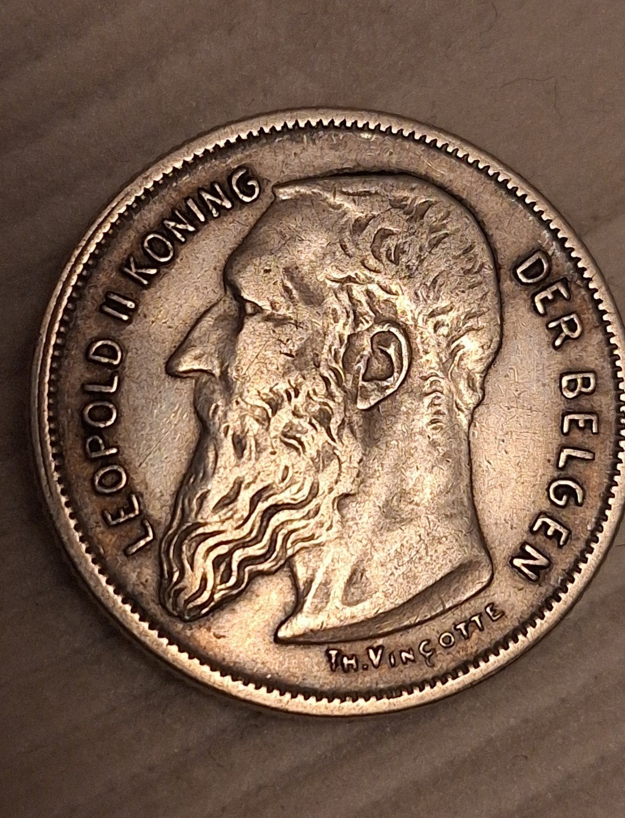 Zilveren munt 2 Frank 1909 – Leopold II (Nederlandstalig), Verzenden, Zilver, Zilver