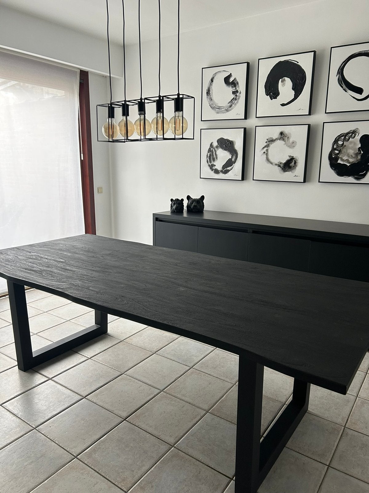Zwarte eettafel massief hout, Ophalen, Zo goed als nieuw