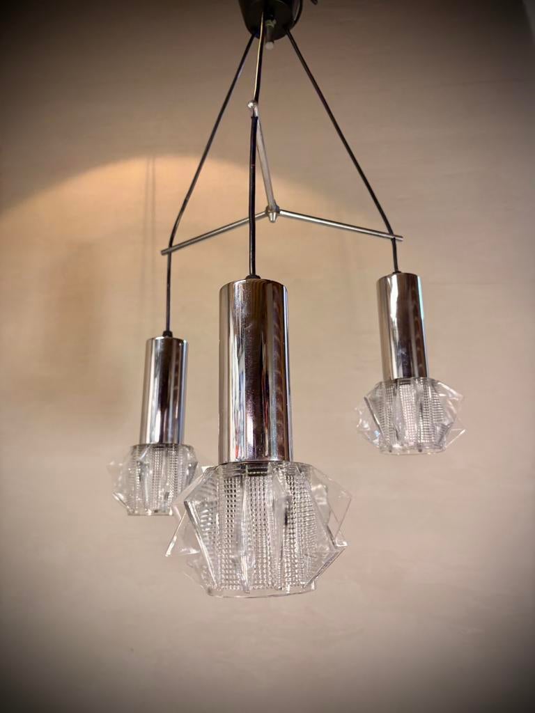 ️ Design Mid Century Cascade Lamp ️, Ophalen, Minimalistisch, Space Age, Mid Century, Zo goed als nieuw, Glas