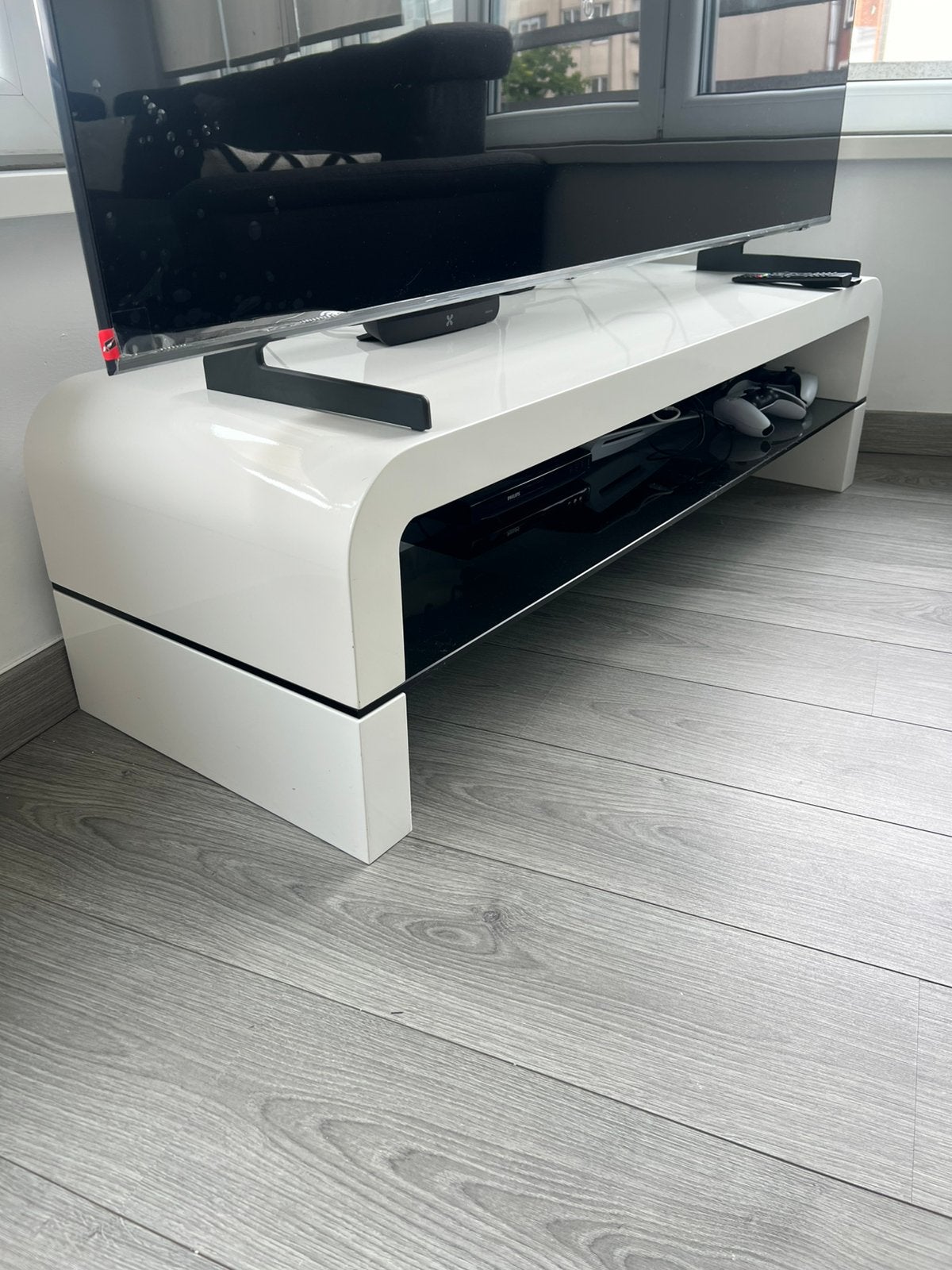 Meuble TV blanc laqué 0488705251, Enlèvement, Comme neuf, Verre