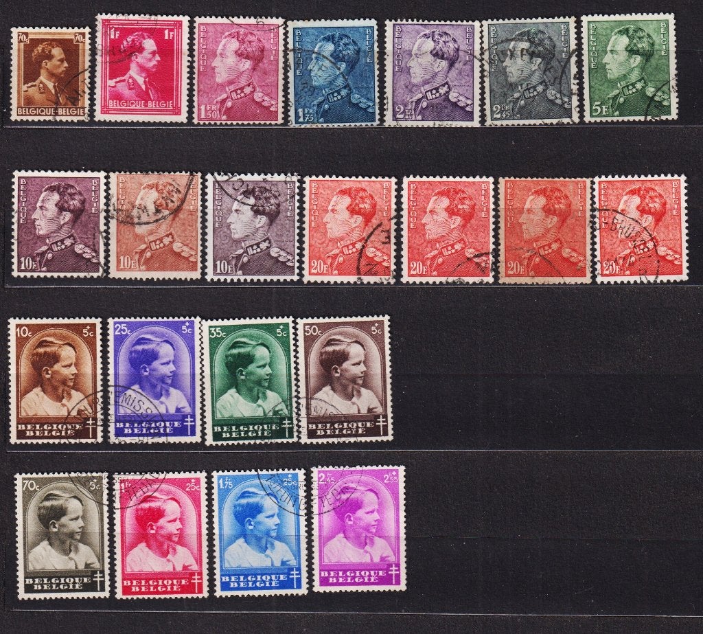 Belgique 1936 année complète sans blocs oblitéré, Envoi, Affranchi, Oblitéré