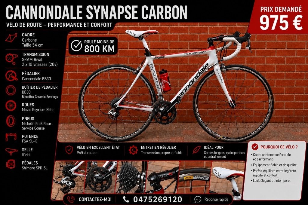 VELO CANNONDALE, Vélos & Vélomoteurs, Frein sur jante, Cannondale sl 26pouces, Aluminium, Enlèvement