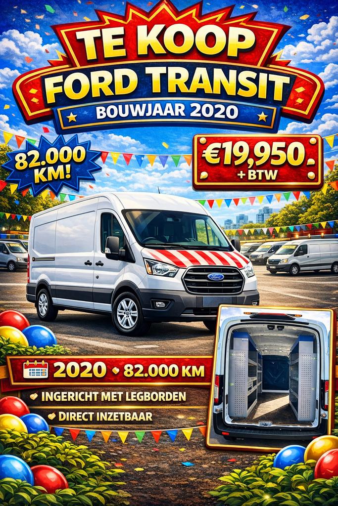 TOPSTAAT Ford Transit L3H2, Auto's, Bestelwagens en Lichte vracht, Voorwielaandrijving, Stof, Euro 6, Electronic Stability Program (ESP)