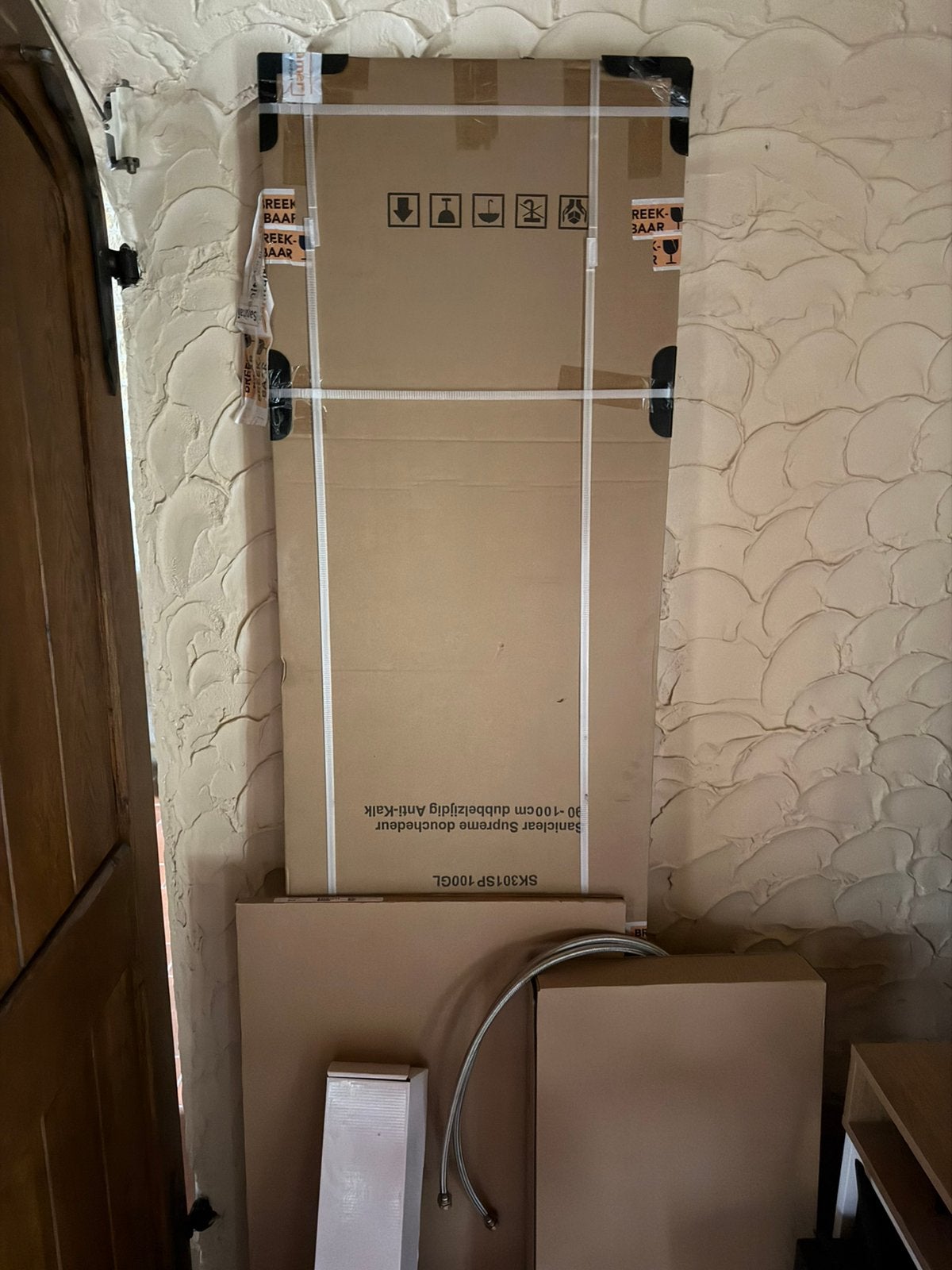 Schuideur douche 100cm geborsteld brons, Ophalen, Zo goed als nieuw