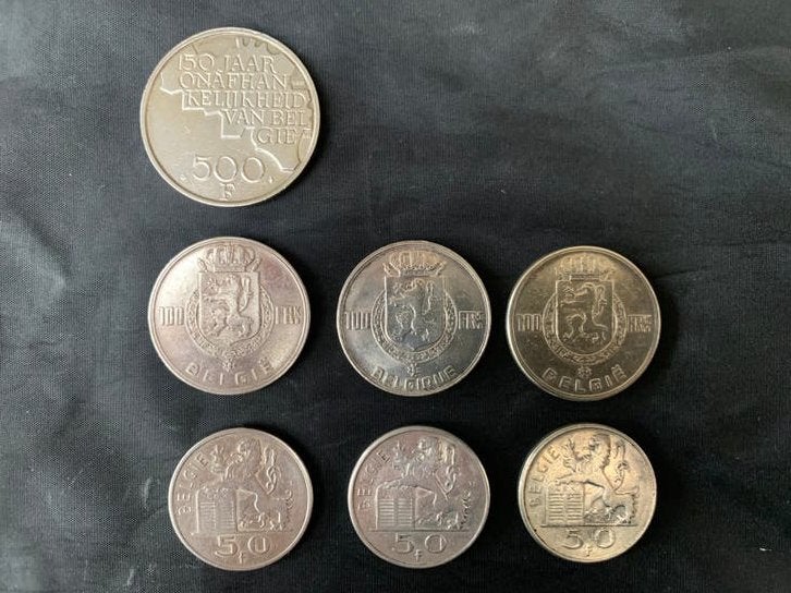 Zilveren Belgische verzamelmunten, Postzegels en Munten, Ophalen, België, Losse munt, Zilver