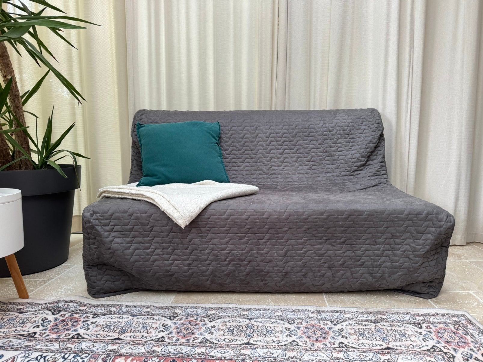 Ikea slaapbank - Lycksele Lövas (grijs), Ophalen, Gebruikt, 125 tot 150 cm, Tweepersoons