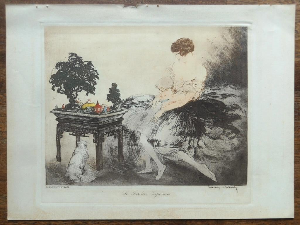Louis Icart. Le jardin japonais., Enlèvement, Eau-forte, 1900 - 1949