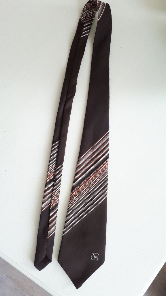 Stropdas RETRO / bruin, Ophalen, Gedragen, Bruin, Met patroon