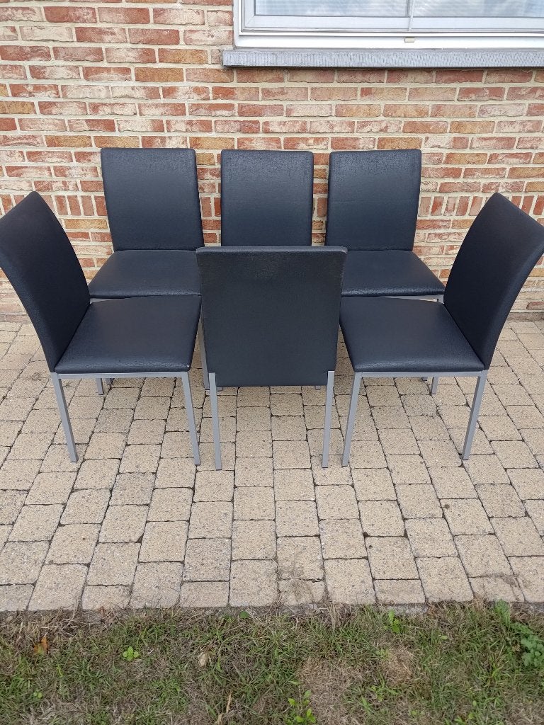 Stoelen (6) voor eetkamer/keuken, Huis en Inrichting, Ophalen, Gebruikt, Metaal, Grijs