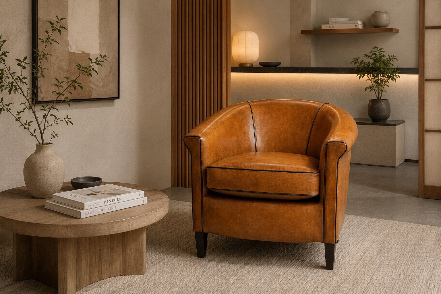 SCHAPENLEREN ART DECO 'OLDHAM' FAUTEUIL COGNAC CHESTERFIELD, Enlèvement ou Envoi, Neuf