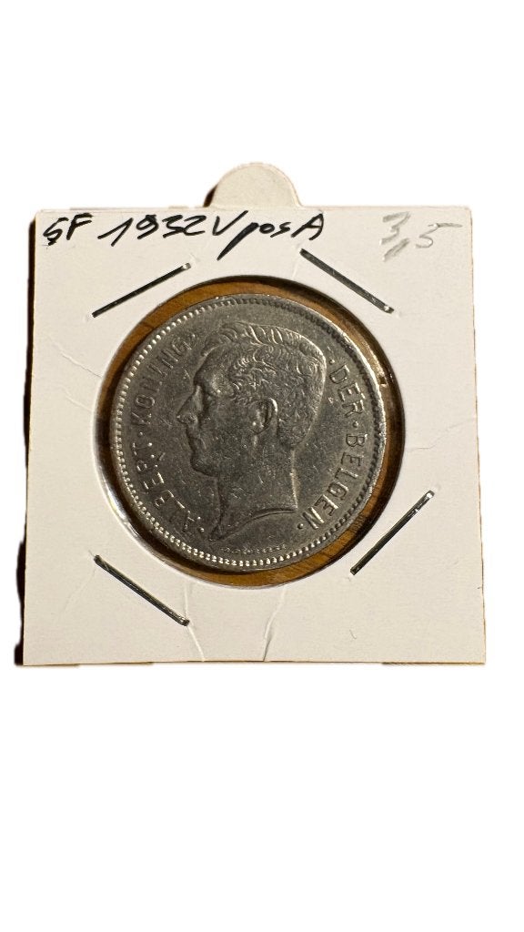 ALBERT I : 5 FRANC 1 BELGA 1932V Position A, Enlèvement ou Envoi
