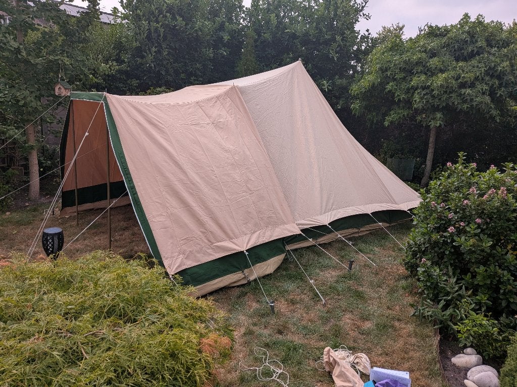 Tente (4 à 6 personnes) en coton avec auvent et abri solaire, Enlèvement, Utilisé, Jusqu'à 4