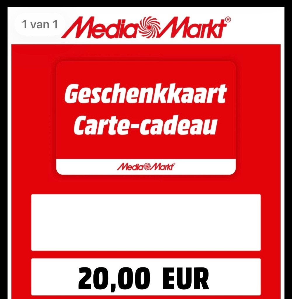Mediamarkt voucher €20, Tickets en Kaartjes, Kortingen en Cadeaubonnen, Cadeaubon