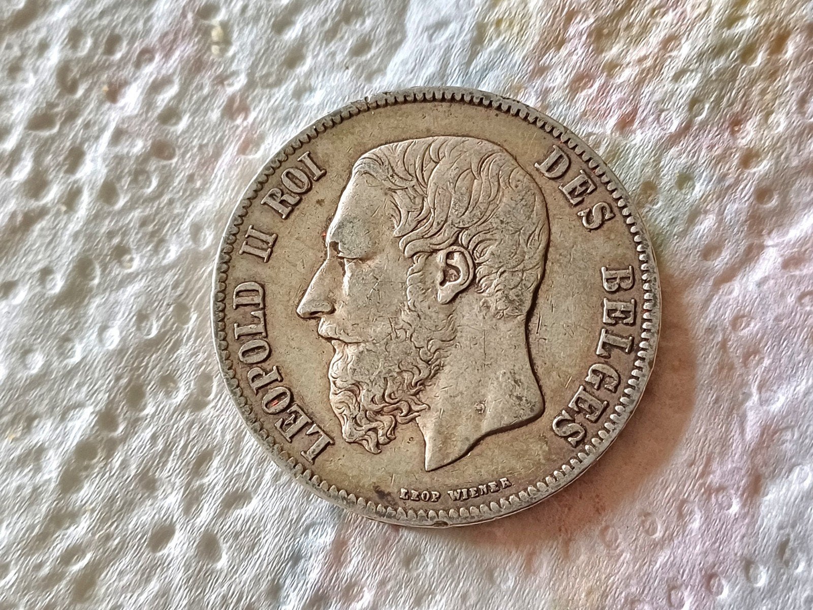 BELGIQUE 5 FRANCS 1869 LÉOPOLD II EN ARGENT, Timbres & Monnaies, Enlèvement ou Envoi, Monnaie en vrac, Argent, Argent