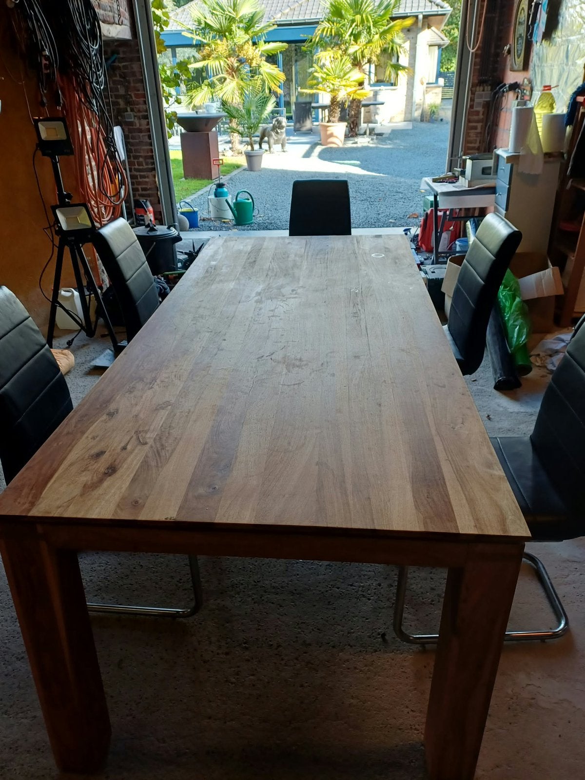 Tafel met 6 stoelen, Huis en Inrichting, Ophalen, Gebruikt, 100 tot 150 cm, Teakhout