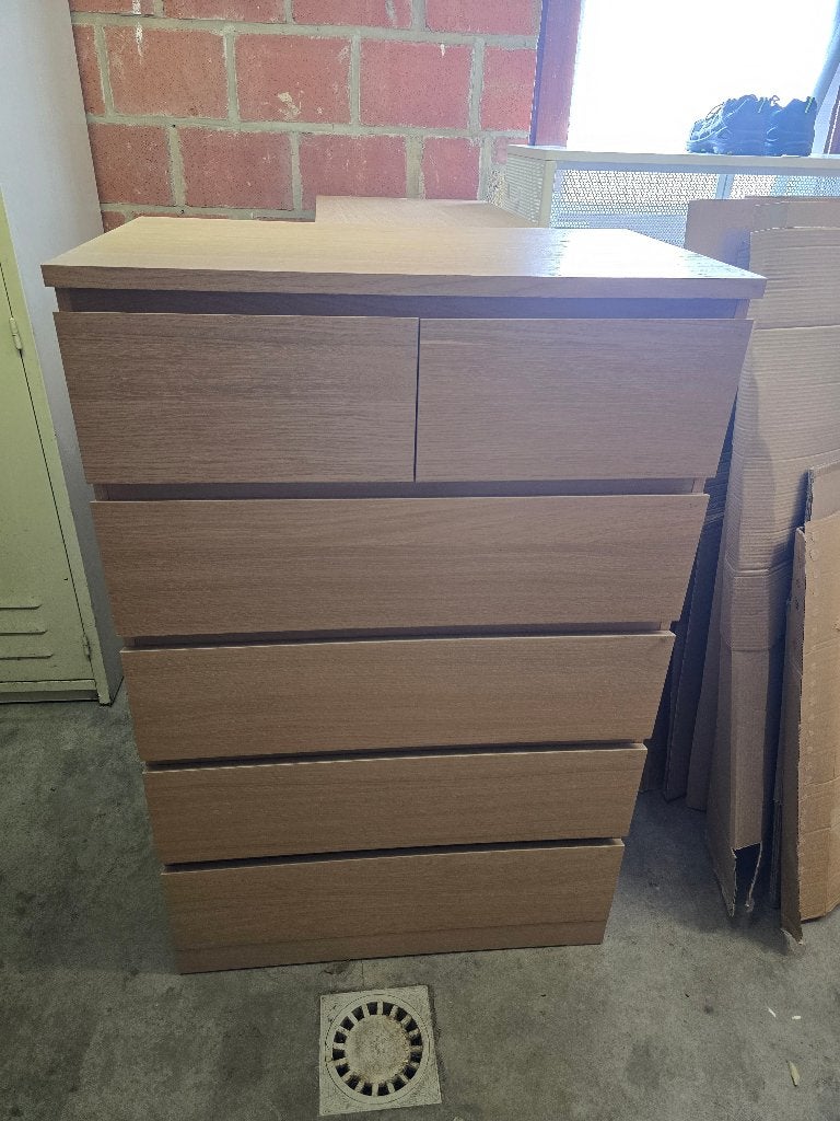 Commode 6 tiroirs MALM - Ikea, 25 à 50 cm, Chêne, 5 tiroirs ou plus, Enlèvement