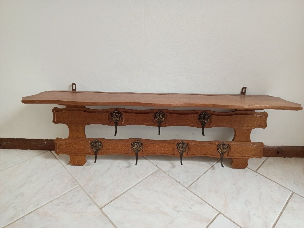 eiken wandkapstok met hoedenplank - 1 m breed, Huis en Inrichting, Gebruikt, Minder dan 100 cm, Hout, Ophalen