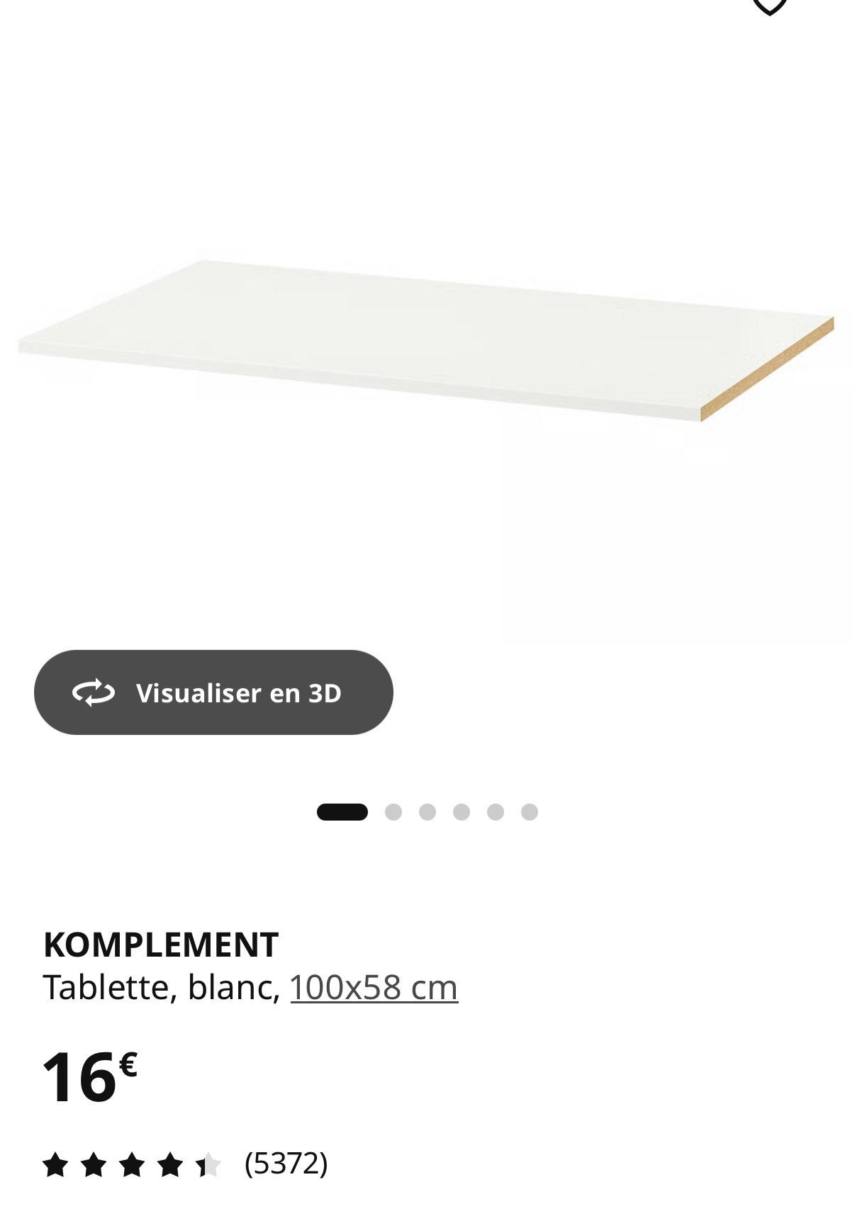 KOMPLEMENT, witte tablet voor Pax, 100x58cm, Ophalen, Zo goed als nieuw