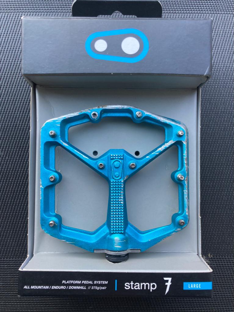Paire de Pédales  plates Crankbrothers Stamp 7 Bleu taille L, Enlèvement ou Envoi, Utilisé, CrankBrothers