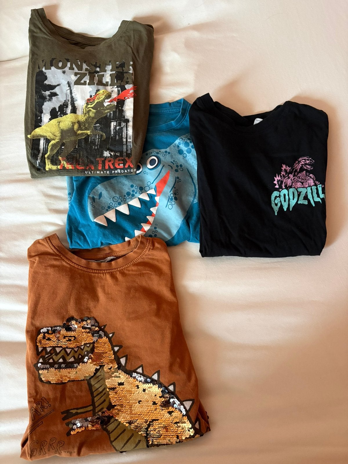 4 dino T shirts, Ophalen, Zo goed als nieuw