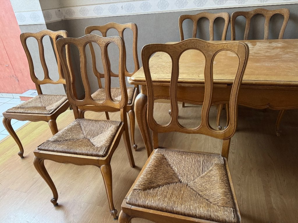 Tafel en 6 stoelen, Enlèvement, Utilisé, Cinq personnes ou plus, Rectangulaire