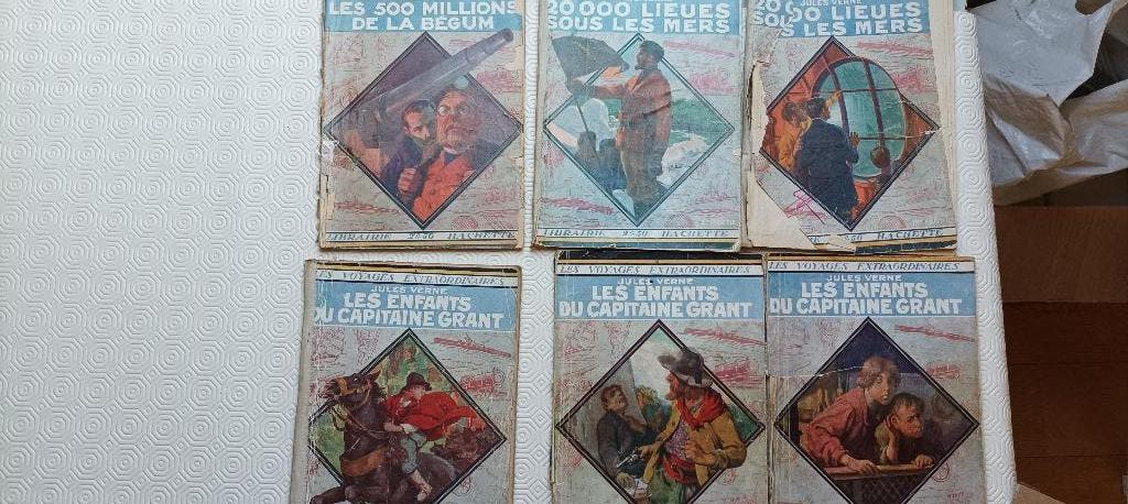 6 livres Jules Verne, Voyages extraordinaires, Hachette 1923, Boeken, Ophalen of Verzenden, Gelezen, Jules Verne