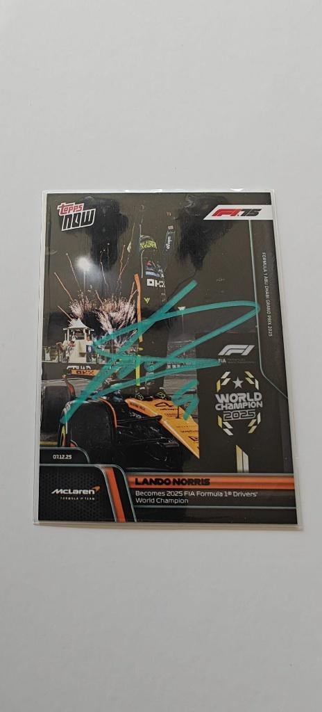 Topps Lando Norris 086 signed, Ophalen of Verzenden, Zo goed als nieuw, Losse kaart