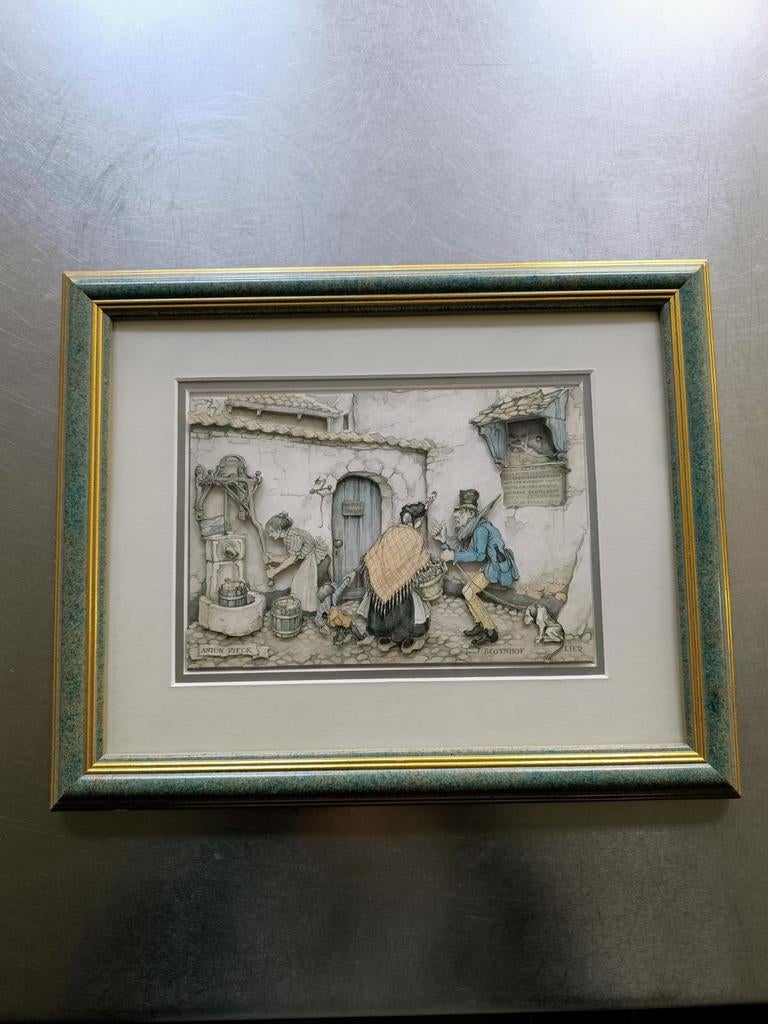 Anton Pieck Begynhof Lier 3-D, Antiek en Kunst, Kunst | Etsen en Gravures, Ophalen of Verzenden