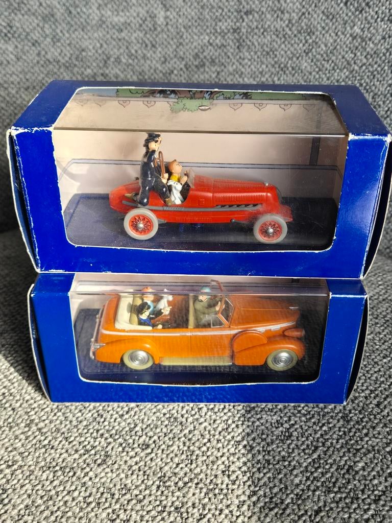 2x kuifje modelauto 1952 Citroën + 1938 Cadillac, Ophalen of Verzenden, Zo goed als nieuw, Auto