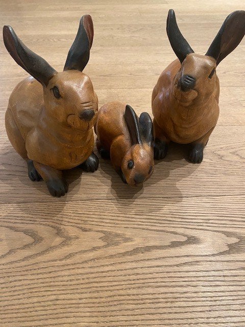 Familie houten konijntjes, Ophalen, Gebruikt, Overige soorten, Beeldje of Figuurtje