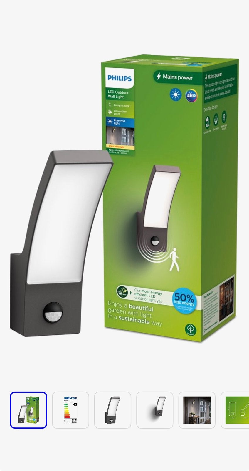 3stuks Philips Splay wandlamp antraciet, Tuin en Terras, Ophalen, Zo goed als nieuw, Wandlamp, Bewegingssensor