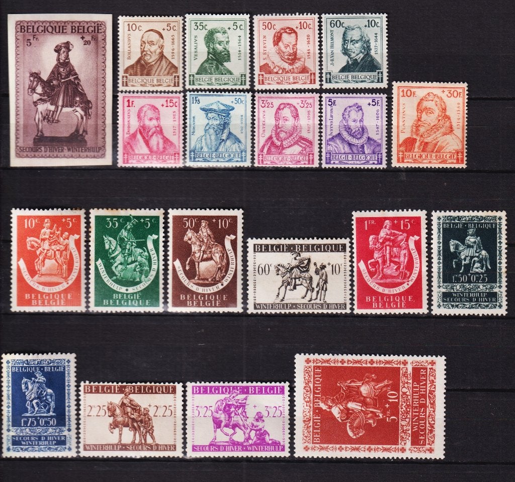 Belgique 1942 timbre bloc et 2 séries, Enlèvement ou Envoi, Non oblitéré, Trace d'autocollant