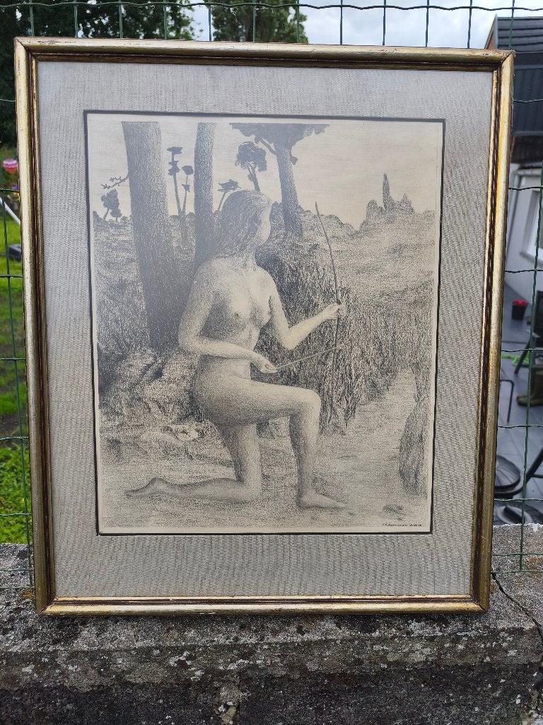 Dessin signe j vorstemans, Antiquités & Art, Art | Dessins & Photographie, Enlèvement ou Envoi